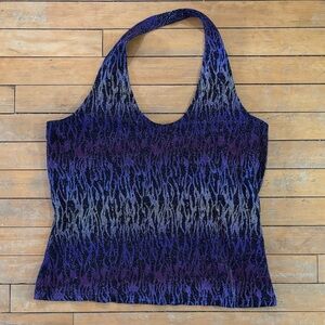EUC Women’s Purple Ombre Halter Tank Top with Sparkly Animal Pattern